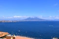 Stunning view of the waters of Tyrrhenian sea on the coast of Napoli