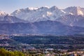 Stunning views of the big city in the mountains at sunset