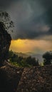 Stunning views of cliffs and mountains in the evening sun. Royalty Free Stock Photo