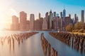 Stunning views of the lower manhattan before sunset Royalty Free Stock Photo