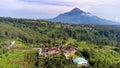 View of Mount Penanggungan as seen from the Trawas villa area which looks like a few villas, East Java, Indonesia Royalty Free Stock Photo