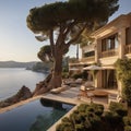 Villa on the French Riviera overlooking the Mediterranean Sea Royalty Free Stock Photo