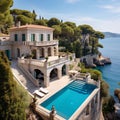 Villa on the French Riviera overlooking the Mediterranean Sea Royalty Free Stock Photo