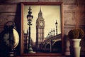 A stunning vintage-style illustration of Big Ben, one of the most famous landmarks in London, generative ai