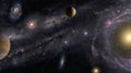 Cosmic Landscape with Planets and Galaxies in Deep Space Royalty Free Stock Photo
