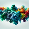 Vibrant explosion of colorful powder creating a dynamic and abstract cloud formation against a clean background, showcasing a Royalty Free Stock Photo