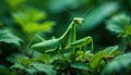 Ghost in the Garden The Praying Mantis s Perfect Camouflage in a Lush Green Setting, Revealing the Wonders of Adaptation Royalty Free Stock Photo