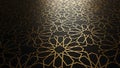 Golden Islamic Geometric Pattern on Black Background Royalty Free Stock Photo