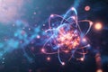 Abstract Quantum Physics Concept with Glowing Atomic Particle Royalty Free Stock Photo