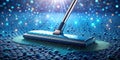 A Stunning Visual of a Starlight Silver Carpet Sweeper with a Clean Water Arc Angled Grid and Soft Royalty Free Stock Photo
