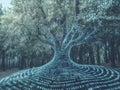 Digital tree with binary code representing technology and nature integration Royalty Free Stock Photo