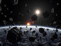 Asteroid Field Collision: A Dramatic Space Event Royalty Free Stock Photo