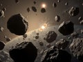 Asteroid Collision in Space: A Dramatic Celestial Event Royalty Free Stock Photo