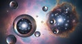 Cosmic bubbles floating in a vibrant nebula field Royalty Free Stock Photo