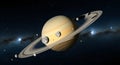 Majestic Saturn and its moons floating in space Royalty Free Stock Photo