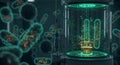 Futuristic manipulation of glowing bacterial life Royalty Free Stock Photo