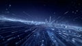 A Stunning Visualization of a Futuristic Cityscape with Streams of Data and Connectivity at Night in a Vivid Blue Palette Royalty Free Stock Photo