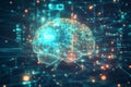 A stunning visualization of a futuristic cybernetic brain, composed of glowing neural connections,