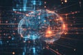 A stunning visualization of a futuristic cybernetic brain, composed of glowing neural connections,