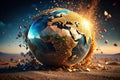 A Stunning 360 Visualization of Global Disintegration A Shattered Sand Globe a Visual Metaphor for Environmental Royalty Free Stock Photo