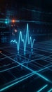 A stunning visualization of heartbeat monitoring electric wave signals on oscilloscope graphs