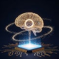 Digital Brain Network Connecting to Processor for Advanced Artificial Intelligence Concepts Royalty Free Stock Photo