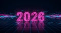 Digital futuristic glowing 2026 text display Royalty Free Stock Photo