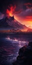 Stunning Volcano Wallpaper For Iphone - Digital Fantasy Landscapes In 32k Uhd