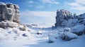 Stunning Vray Render: Majestic Snowy Landscape With Rock Formations