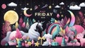 Black Friday Fantasy - AI Generated Illustration of a Unicorn and a Rainbow Royalty Free Stock Photo