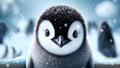 Curious Baby Penguin in the Snow - AI Generated Illustration realistic