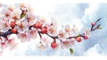 Stunning Watercolor Apricot Blossom of Armenia .