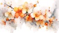 Stunning Watercolor Apricot Blossoms Representing Armenia . Royalty Free Stock Photo