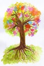 Stunning watercolor illustration of a majestic tree