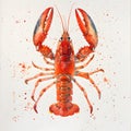 A fluid watercolor painting of an electric blue lobster on a white background Royalty Free Stock Photo