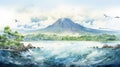 Gulf Of Indonesia Watercolor Illustration With Manga-inspired Style