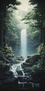 Waterfall Painting In The Style Of Hiroshi Nagai Royalty Free Stock Photo