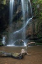 Beautiful calm waterfall landscape at Roughting Linn in Northumberland National Park in England