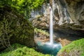 Stunning waterfall in Switzerland near Klausenpass, Canton Glarus, Switzerland, Europe Royalty Free Stock Photo