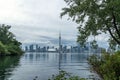 Waterfront view of Toronto City Skyscrapers along with CN Tower and Rogers Centre, Scarborough districts in summer, a view from To Royalty Free Stock Photo