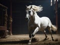 A stunning white horse in motion, displaying its elegance. Royalty Free Stock Photo