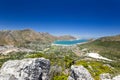 Stunning wide angle panoramic view of Hout Bay near Cape Town, South Africa Royalty Free Stock Photo