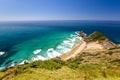 Stunning wide angle view of Cape Reinga, the northernmost point of the North Island of New Zealand Royalty Free Stock Photo