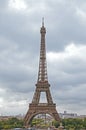 Stunning wide shot of the Eiffel Tower with dramatic sky.