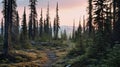 Arctic Wilderness: A Stunning Mountain Trail At Sunset Royalty Free Stock Photo