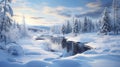 Winter Wonderland: A Photorealistic Landscape In Quebec Province Royalty Free Stock Photo