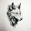 Stunning Wolf Head Tattoo With Faceted Shapes And Stained Glass Effect