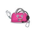 A stunning woman sport bag mascot character concept wearing headphone