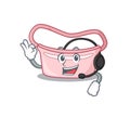 A stunning women waist bag mascot character concept wearing headphone