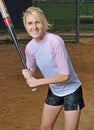 Stunning young blonde female softball player